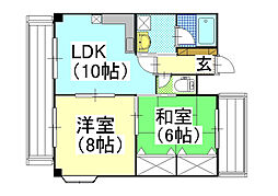 メゾンタイショウ3 2LDKの間取図画像