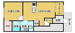 ハレタス安江 1LDKの間取図画像