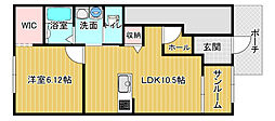 倉敷市安江アパート 1LDKの間取図画像