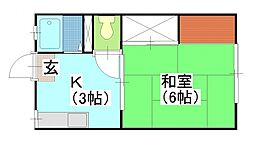 第2オリオンコーポ 1Kの間取図画像