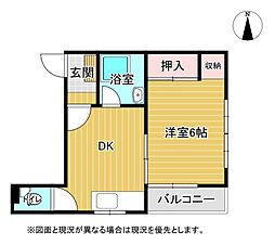 清水ビル 1DKの間取図画像