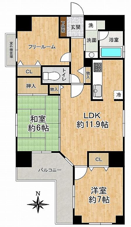 2階部分の3方(南・東・西)角部屋南向きバルコニーにつき、陽当り・通風大変良好です。