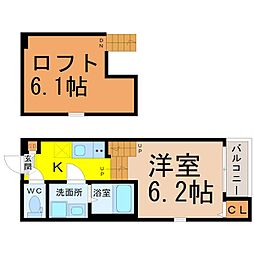 （仮称）守山区八反Dコーポ 1階1Kの間取り