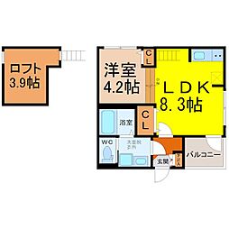 ハーモニーテラス外新町II 1階1SLDKの間取り