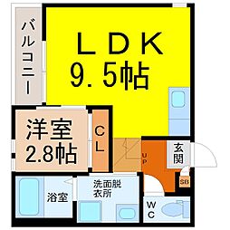 グランティックルーチェ志賀本通 1LDKの間取図画像