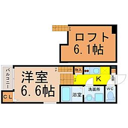 N'sタウン本陣 1Kの間取図画像