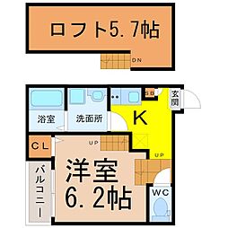 クオーレ名古屋 1Kの間取図画像