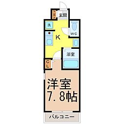 ソレーユ松原 1Kの間取図画像