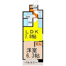 サンシアルザ上前津 1LDKの間取図画像