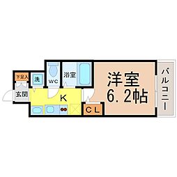 プレサンス鶴舞公園WEST 1Kの間取図画像