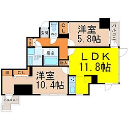 プレミアムコート葵 2LDKの間取図画像