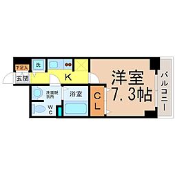 プレサンスサカエリバースタイル 1Kの間取図画像