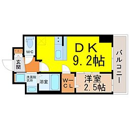 エステムコート名古屋新栄2アリーナ 1DKの間取図画像
