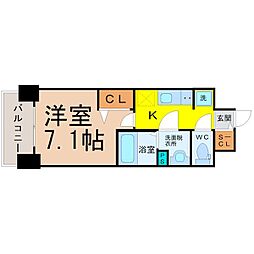 プレサンスNAGOYAファスト 1Kの間取図画像