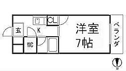 アベニュー神宮 1Kの間取図画像