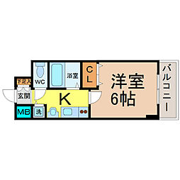 プレサンス久屋大通公園サウス 1Kの間取図画像