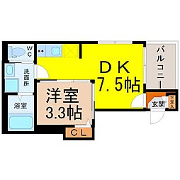 ハーモニーテラス神宮前 1DKの間取図画像