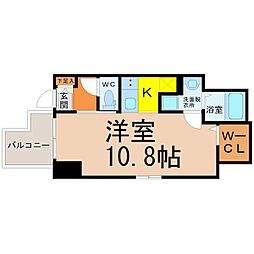 プレサンス桜通ザ・タイムズ 1Kの間取図画像