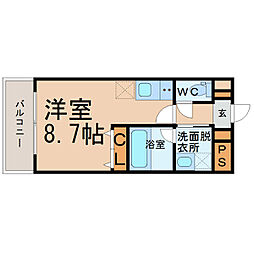 ラヴィ・アン・ローズ ワンルームの間取図画像