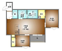 REGALEST PREMA本陣 2LDKの間取図画像
