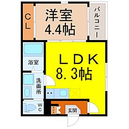 ハイムルシールH 1LDKの間取図画像