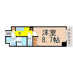 LUMINOUS千種 1Kの間取図画像