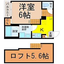 ハーモニーテラス靖国町2 1SKの間取図画像