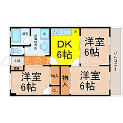 メゾン・トーメー 3DKの間取図画像