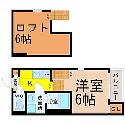 プリローズ名古屋 1SKの間取図画像