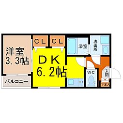 フォルテシア 1DKの間取図画像