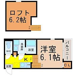 ボヌール東海通 1SKの間取図画像