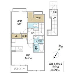 ブルーローズA 1LDKの間取図画像