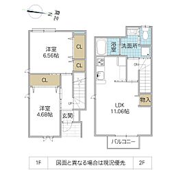 レーガベーネ西郷 B棟 2LDKの間取図画像