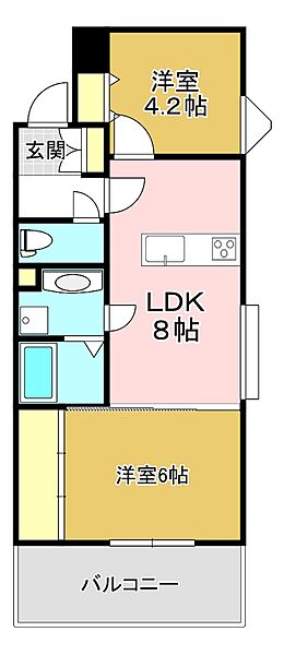 レジェンド桜 ｜福岡県宗像市徳重(賃貸マンション2DK・4階・42.78㎡)の写真 その2