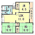 高倉台6-1団地22号棟3階5.0万円