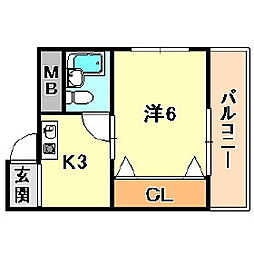 パークハイツ川本 1Kの間取図画像
