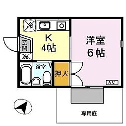 ファミール長田 1Kの間取図画像