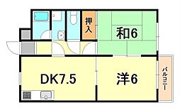 ハイツアメニティ 2DKの間取図画像