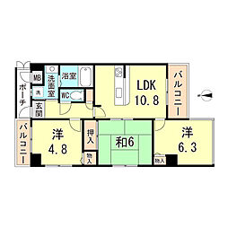 エクセルヴュー明石 11階3LDKの間取り