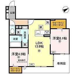 La Maison林崎 2LDKの間取図画像