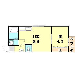 アクア明石flap 1LDKの間取図画像