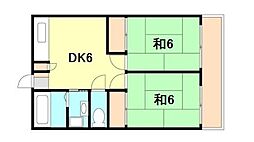 スミノマンション 2DKの間取図画像