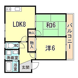 セラ西舞子4 2階2LDKの間取り