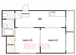 ハイツ西六甲 2DKの間取図画像