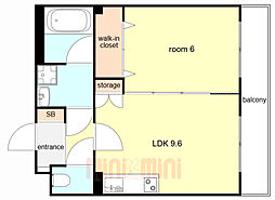 アークメゾン王子公園 302 3階1LDKの間取り