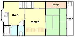 吉田ハイツ 2階2Kの間取り