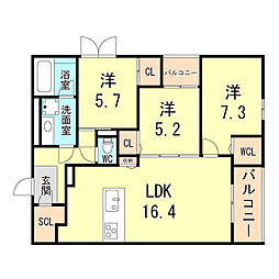 ラルーシュ 3LDKの間取図画像