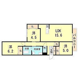ラルーシュ 3LDKの間取図画像