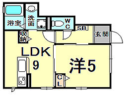 ハイム四季 1DKの間取図画像