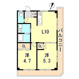 セイシェル長田山手 2LDKの間取図画像
